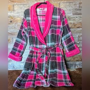 Ulta Beauty Pink/Gray Plaid Plush Robe